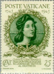 Stamp, Raphael Sanzio, Vatican City,  , Famous People, Architects, Painters, Anniversaries and Jubilees
