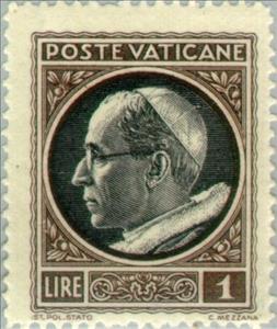 Stamp, Effigy of Pius XII turn left, Vatican City,  , Popes