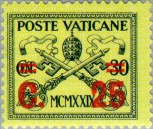 Stamp, Papal coat of arms overprint, Vatican City,  , Coats of Arms
