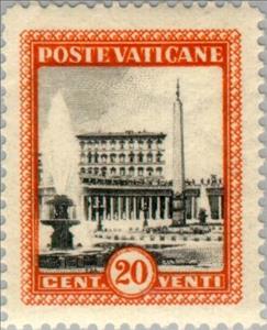 Stamp, St. Peter's Square with the Vatican Palace, Vatican City,  , Palaces, Buildings, UNESCO World Heritage Sites