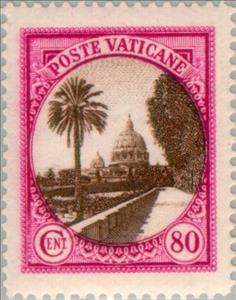 Stamp, St. Peter's Church seen from the gardens of the Vatican, Vatican City,  , Buildings, Churches - Cathedrals - Basilicas - Chapels