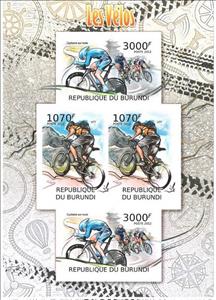 Mini Sheet, Bicycles, Burundi,  , Bicycles, Cycling, Sports