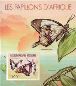 Souvenir Sheet, Butterflies of Africa, Burundi,  , Butterflies and Moths, Insects