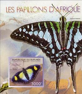 Souvenir Sheet, Butterflies of Africa, Burundi,  , Butterflies and Moths, Insects