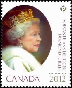 Stamp, The Queen (2012 stamp), Canada,  , Anniversaries and Jubilees, Crowns and Coronets, Famous People, Heads of State, Queens, Royalty, Women