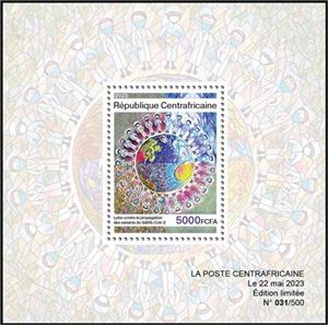 Souvenir Sheet, Fight against SARS CoV 2, Central African Republic,  , Diseases, Healthcare