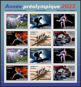 Mini Sheet, Pre-Olympic Year 2023, Central African Republic,  , Olympic Games, Sports