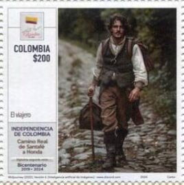 Stamp, Traveller, Colombia,  , National / Independence Days, Roads