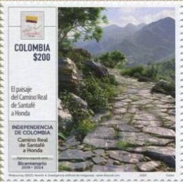 Stamp, View of The Royal Road from Santafé to Honda, Colombia,  , National / Independence Days, Roads
