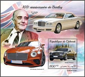 Souvenir Sheet, Bentley Mulsanne, Djibouti,  , Anniversaries and Jubilees, Automobile Industry