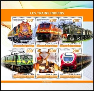 Mini Sheet, Indian Trains, Djibouti,  , Locomotives, Railways