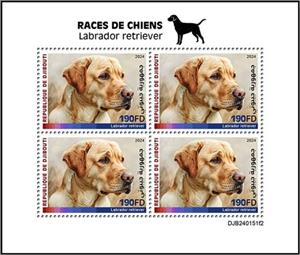 Se-tenant, Labrador Retriever, Djibouti,  , Animals (Fauna), Dogs