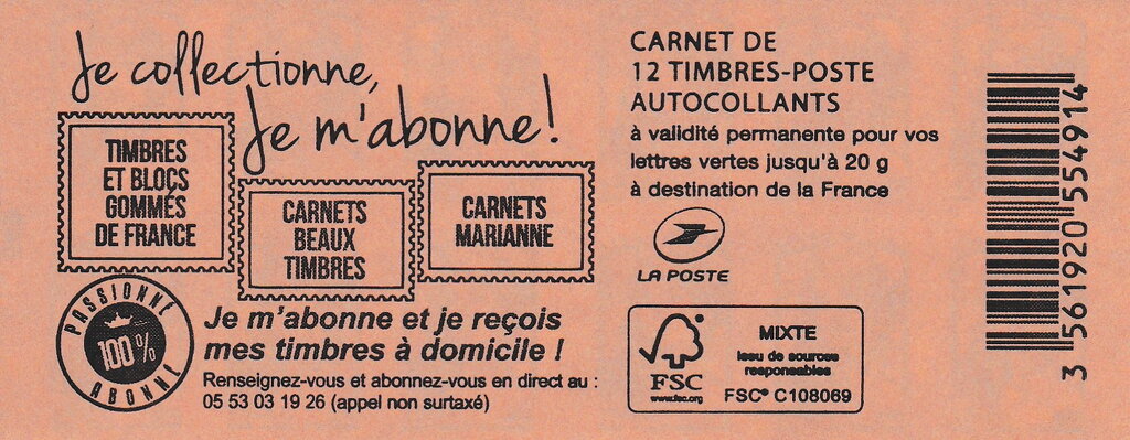Booklet of 12 green letters 20gr