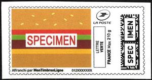 Stamp, Cheeseburger, France,  , Fast Foods, Food