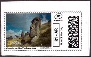 Stamp, Easter Island Statue, France,  , Islands, Statues