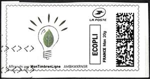 Stamp, Light Bulb 2, France,  , Environment Protection, Lamps and Candles, Leaves