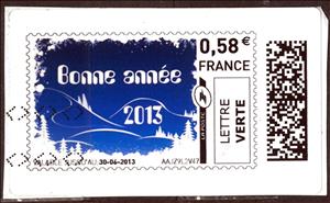 Stamp, New Year. Bonne Annee 2013. blue, France,  , New Year