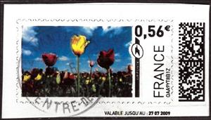Stamp, Red and Yellow Tulips, France,  , Flowers, Plants (Flora), Tulips