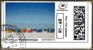 Stamp, Summer. Beach Scene. Windscreens, France,  , Beaches, Summer