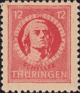 Stamp, Schiller, Germany, Soviet Occupation of Thuringia,  , Famous People, Libraries