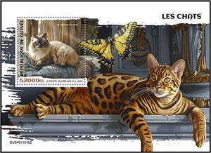 Souvenir Sheet, Birman, Guinea,  , Animals (Fauna), Cats