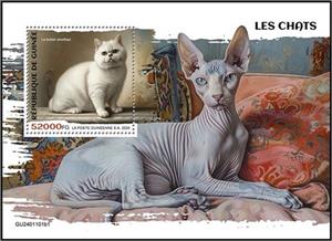 Souvenir Sheet, British Shorthair, Guinea,  , Animals (Fauna), Cats