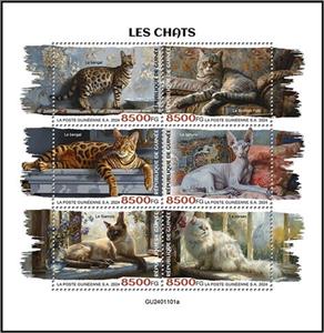 Mini Sheet, Domestic Cats, Guinea,  , Animals (Fauna), Cats