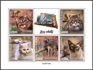 Mini Sheet, Domestic Cats, Guinea,  , Animals (Fauna), Cats