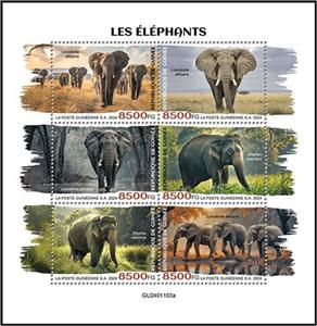 Mini Sheet, Elephants, Guinea,  , Animals (Fauna), Elephants