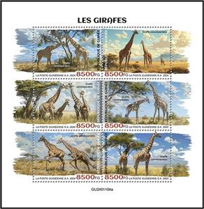 Mini Sheet, Giraffes, Guinea,  , Animals (Fauna), Giraffes