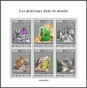 Mini Sheet, Minerals of the World, Guinea,  , Minerals
