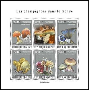 Mini Sheet, Mushrooms of the World, Guinea,  , Mushrooms, Plants (Flora)