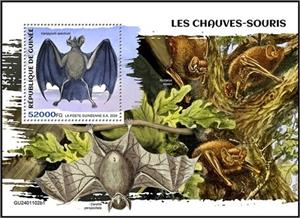 Souvenir Sheet, Vampyrum spectrum, Guinea,  , Animals (Fauna), Bats