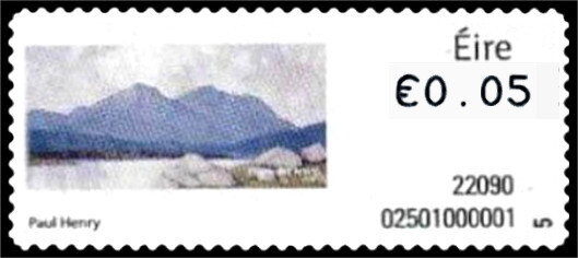 Stamp, Design of 2008 Landscapes by Paul Henry, Ireland,  , Art, Landscapes, Mountains, Paintings