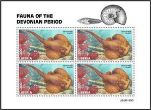 Se-tenant, Gemuendina stuertzi, Liberia,  , Animals (Fauna), Prehistoric Animals, Prehistory