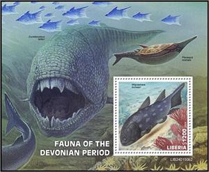 Souvenir Sheet, Miguashaia bureaui, Liberia,  , Animals (Fauna), Prehistoric Animals, Prehistory