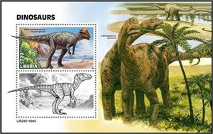 Souvenir Sheet, Pachycephalosaurus wyomingensis, Liberia,  , Animals (Fauna), Dinosaurs, Prehistoric Animals, Prehistory, Reptiles