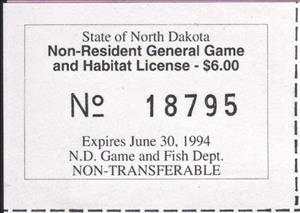 Stamp, Non-Resident General Game and Habitat License, North Dakota (ND),  , Hunting