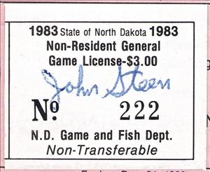 Stamp, Non-Resident General Game License, North Dakota (ND),  , Hunting