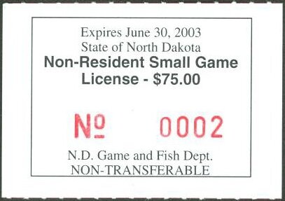 Non-Resident Small Game License