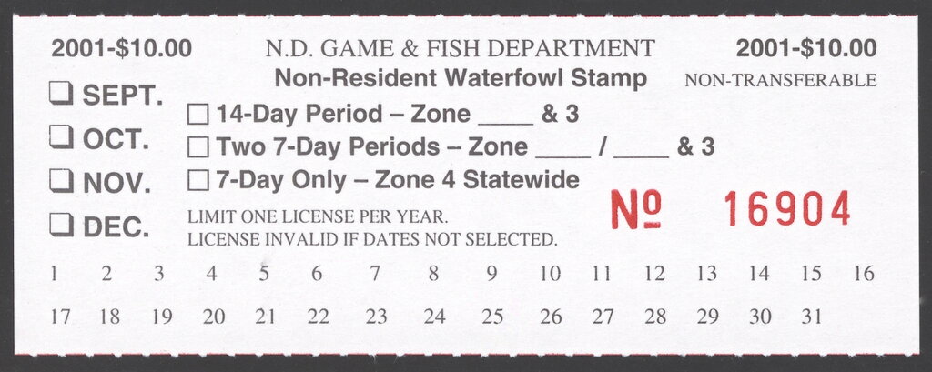 Non-Resident Waterfowl Stamp