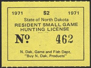Stamp, Resident Small Game Hunting License, North Dakota (ND),  , Hunting