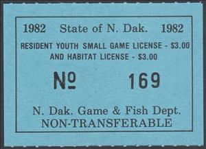 Stamp, Resident Youth Small Game License and Habitat License, North Dakota (ND),  , Hunting