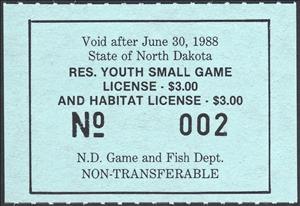 Stamp, Resident Youth Small Game License and Habitat License, North Dakota (ND),  , Hunting