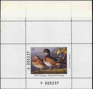 Booklet Pane, Wood duck (Aix sponsa), Oregon (OR),  , Animals (Fauna), Birds, Ducks, Hunting