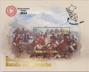 Souvenir Sheet, Battle of Ayacucho, Bicentenary, Peru,  , Battle, Horses