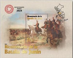 Souvenir Sheet, Battle of Junín, Bicentenary, Peru,  , Battle, Horses