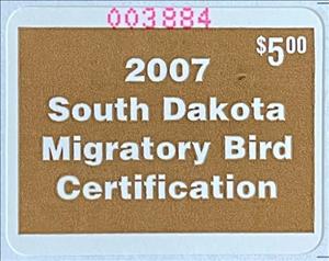 Stamp, Migratory Bird Certification, South Dakota (SD),  , Hunting