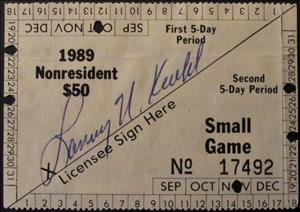 Stamp, Nonresident Small Game License, South Dakota (SD),  , Hunting