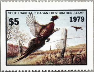 Stamp, Pheasants and fence, South Dakota (SD),  , Animals (Fauna), Birds, Hunting, Pheasants